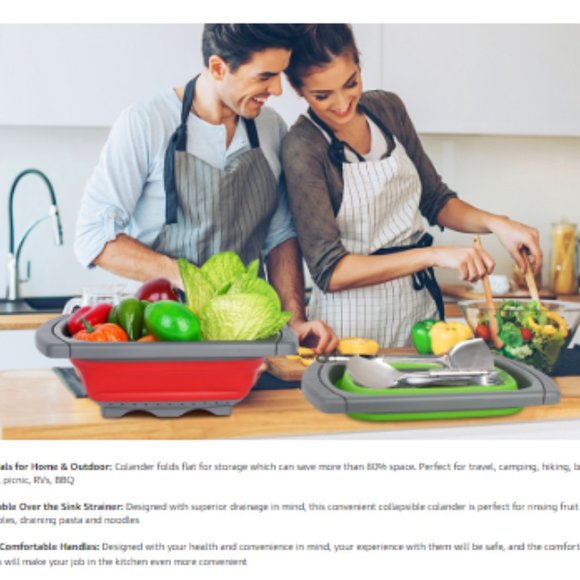 Collapsible Strainer w/ Extendable Handle Over The Sink - Silicone Colander 6Qt - Picture 10 of 10